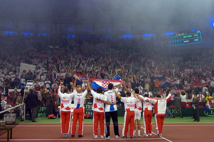 The Croatian team celebrate their Davis Cup win. Photo: Getty Images