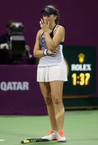 Jelena Ostapenko was playing the biggest match of her life in Doha. Photo: Getty Images
