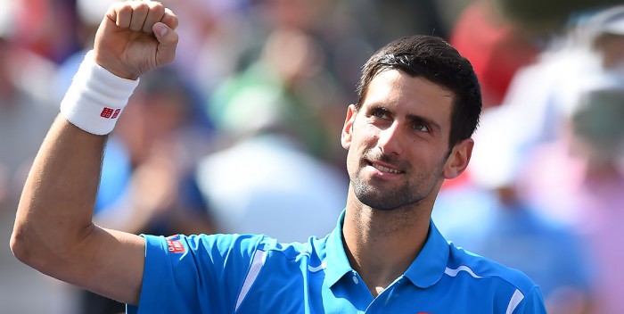 Novak Djokovic celebrates winning the BNP Paribas Open at Indian Wells after defeating Milos Raonic; Getty Images