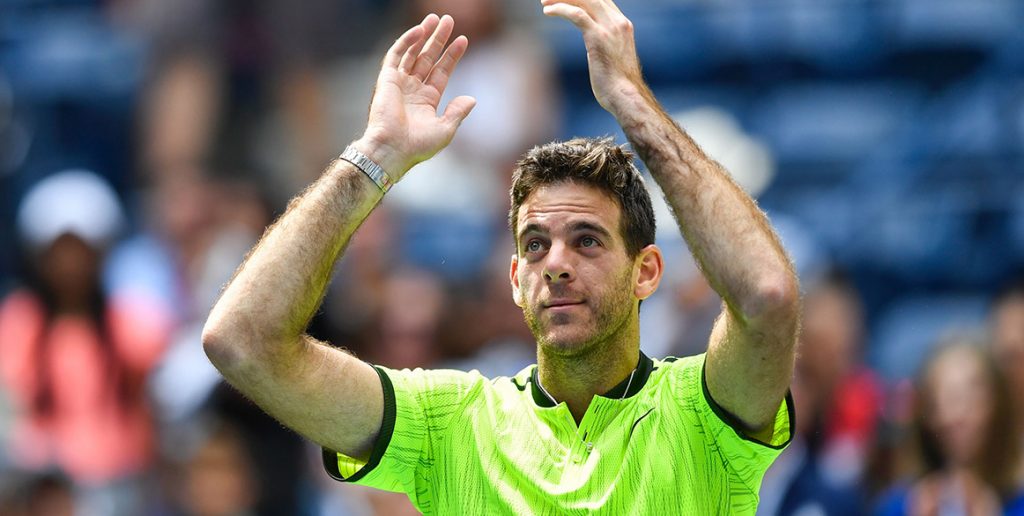 It was a muted celebration given Dominic Thiem's injury-related retirement, but Juan Martin del Potro was nonetheless thrilled to reach his first major quarterfinal in more than three years; Getty Images
