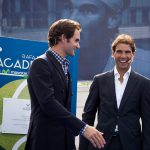 Roger Federer joined Rafa Nadal for the launch of his new Rafa Nadal Academy in Manacor, Mallorca. Photo: Getty Images