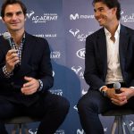 Roger Federer joined Rafa Nadal for the launch of his new Rafa Nadal Academy in Manacor, Mallorca. Photo: Getty Images