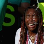 Venus Williams celebrated with Lewis Hamilton at the US Grand Prix. Photo: Getty Images