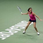 Agnieszka Radwanska was (apparently) the only player practicing in Singapore. Photo: Getty Images