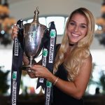 Dominika Cibulkova strikes a pose with her WTA Finals trophy. Photo: Getty Images