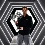 Andy Murray with his new spiky trophy. Photo: Getty Images