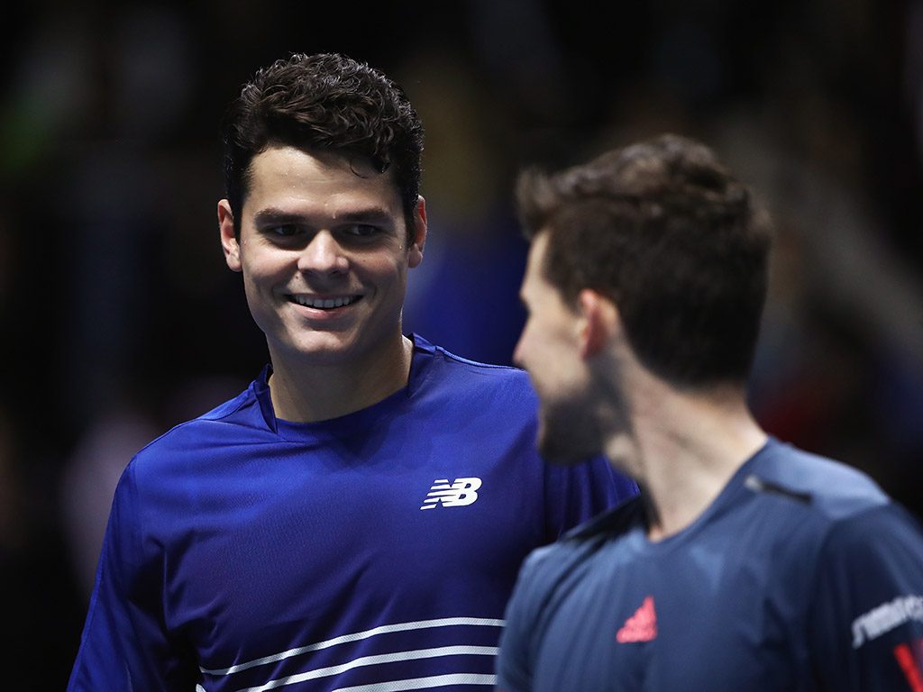 Milos Raonic (L) and Dominic Thiem shared a heart-felt handshake at net; Getty Images