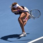 Eugenie Bouchard hits a return at the Apia International Sydney