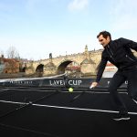 A tennis launch wouldn't be a tennis launch without a floating tennis court. Photo: Getty Images