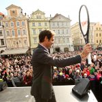 A massive crowd turned out to welcome Federer to Prague. Photo: Getty Images