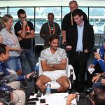 Roger Federer attracted by far the biggest crowd during his press conference. Photo: Getty Images