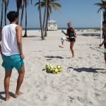 Kristina Mladenovic enjoyed a bit of beach football. Photo: Getty Images
