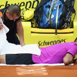 Nick Kyrgios required treatment during his 76(1) 64 win over Marcos Baghdatis. Photo: Getty Images