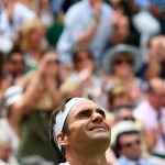An emotional Roger Federer celebrated a record eighth Wimbledon victory. Photo: Getty Images