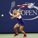 Dominika Cibulkova earns the 7 spot with an outfit that achieves perfect harmony with the US Open colours; Getty Images