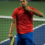 Nick Kyrgios was forced to retire from his match at the Citi Open while trailing Tennys Sandgren 6-3 3-0. Photo: Getty Images