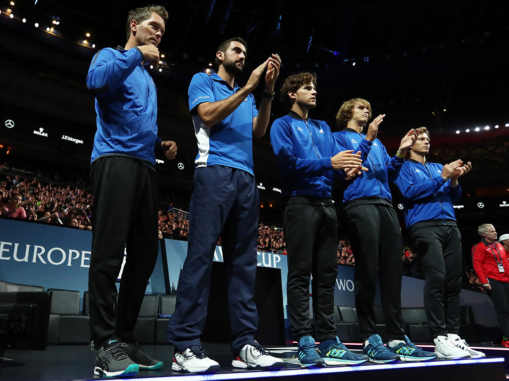Team Europe (L-R) Thomas Enqvist, Marin Cilic, Dominic Thiem, Alexander Zverev and Thomas Berdych; Getty Images
