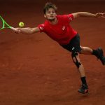 Goffin struggled in the opening set, but after saving multiple break points at 4-4 in the second the momentum swung in his favour. Photo: Getty Images