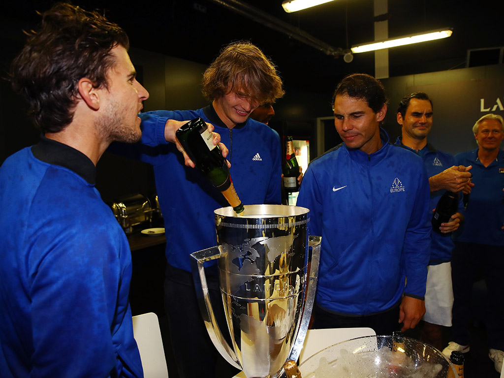 Alexander Zverev fills the Laver Cup with champagne; Getty Images
