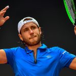 Lucas Pouille hit 70 unforced errors as he lost the opening rubber of France's tie against Serbia. Photo: Getty Images