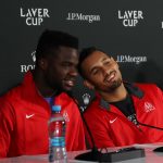 Frances Tiafoe and Nick Kyrgios chat with the press. Photo: Getty Images