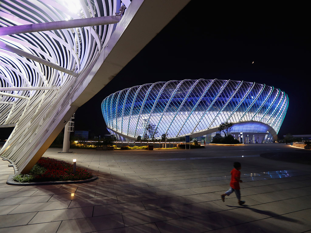 Wuhan's tennis centre by night; Getty Images