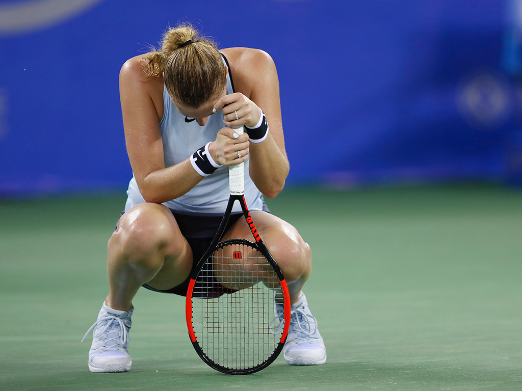 It was not a good night for the defending champion Petra Kvitova, ousted in round one by Peng Shuai after reaching the US Open quarterfinals in her last outing; Getty Images