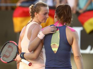 Petra Kvitova congratulates Andrea Petkovic; Getty Images