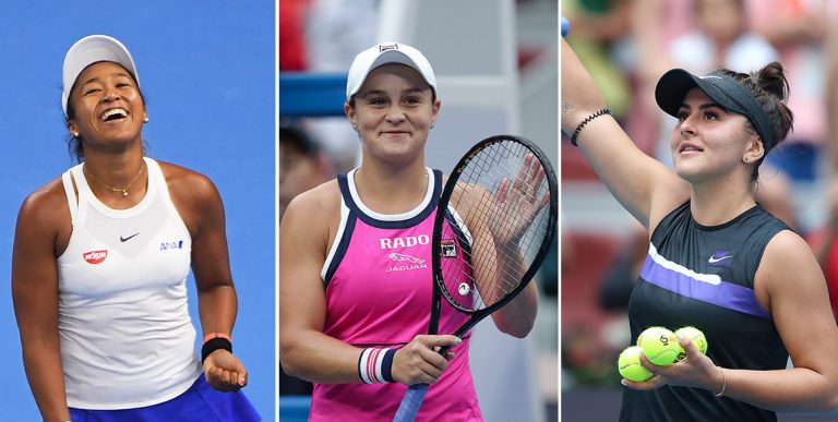 (L-R) Australian Open champion Naomi Osaka, French Open ...